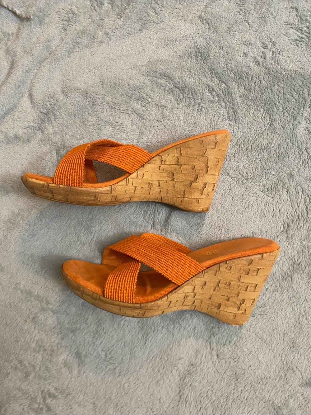 Damiani’s Orange Crisscross Wedge Slides